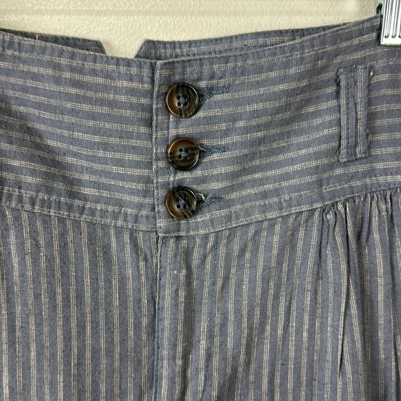 Sundance Linen Blend Pleated Pants Women's 10 Blue Striped Tapered Leg Inseam 29 - Picture 6 of 11